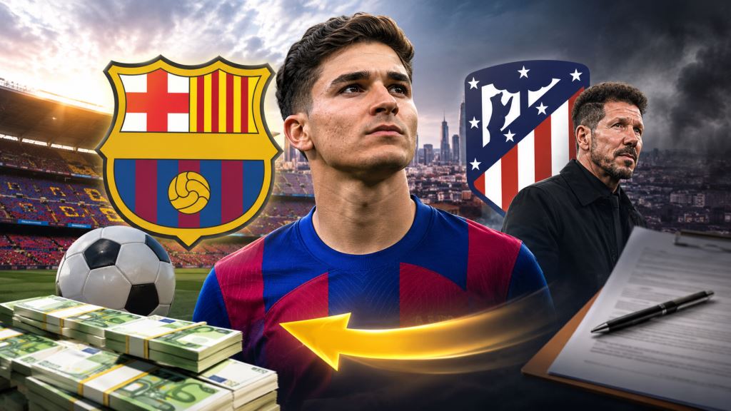 AI illustration: Barcelona line up €150 million bid for Julián Álvarez as record-breaking striker move edges closer this summer