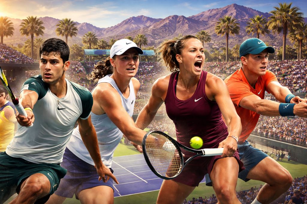 Indian Wells in der Schlussphase: Alcaraz, Sinner und Sabalenka im Fokus, während das Turnier das Bild der Tennisfavoriten verändert
