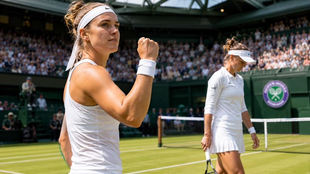 ilustración con IA: Muchova derrota a Krejčikova en tres sets y abre Wimbledon tras unos octavos checos sobre hierba en Londres