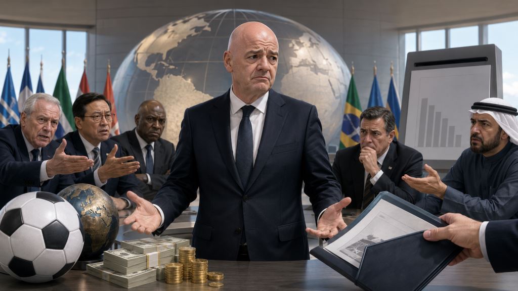 illustration IA: La Concacaf et l'UEFA accentuent la pression sur Infantino après le retrait du projet de 20 milliards de dollars