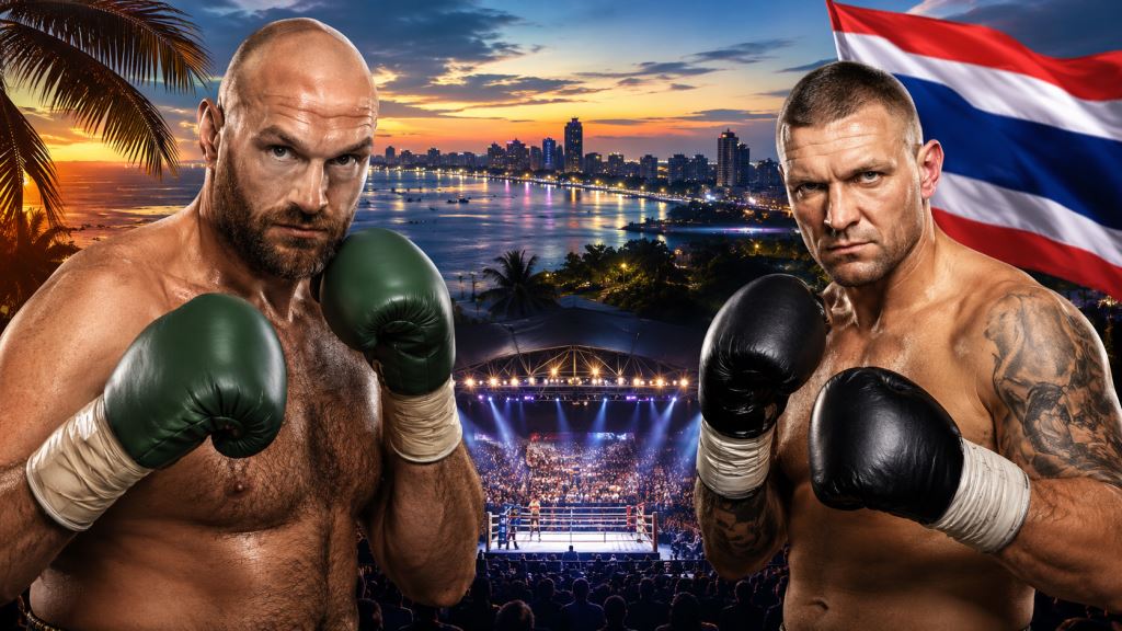 ilustración con IA: Tyson Fury se mide a Mariusz Wach el 24 de julio en Pattaya: combate benéfico y ensayo general antes de Joshua