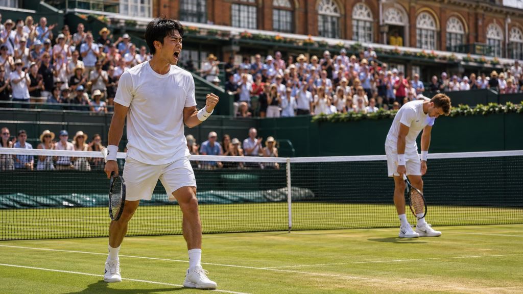 AI illustration: Rinky Hijikata stuns Jiri Lehecka in Queen’s Club thriller to reach HSBC Championships quarterfinals