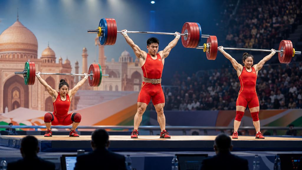 China gana tres oros en el Campeonato Asiático de halterofilia y presiona a Corea del Norte en India