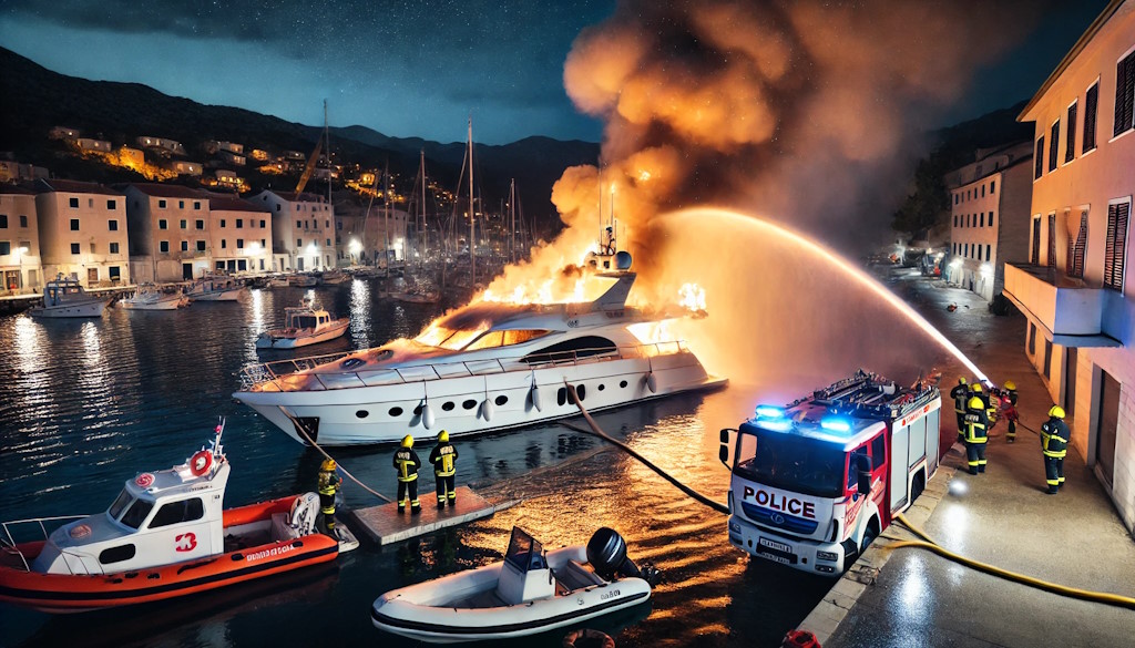 Wypadki na Adriatyku: kolizja statku w pobliżu Pagu, pożar jachtu w Makarskiej i awaria w pobliżu Hvar