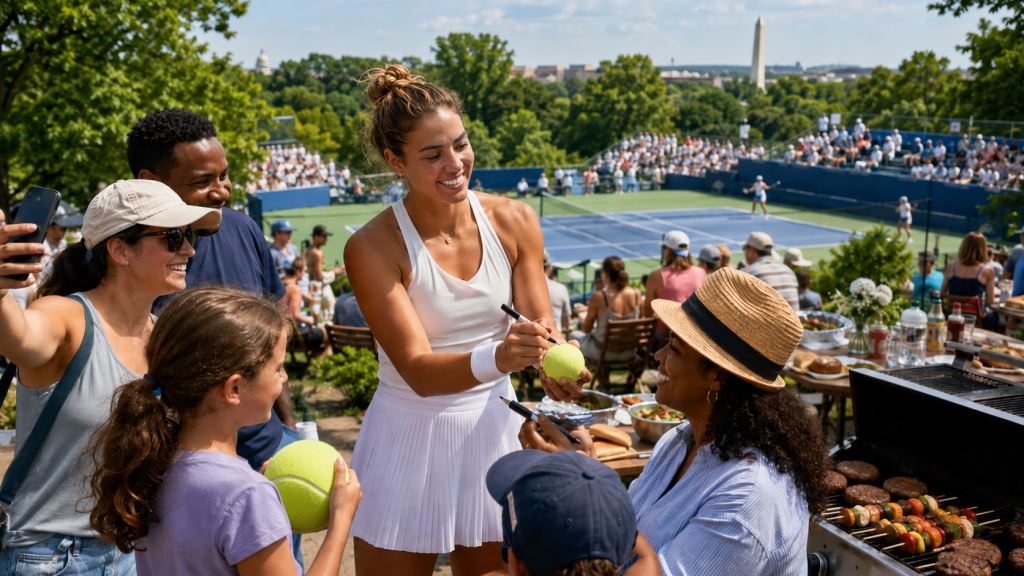 AI illustration: D.C. Open blends elite tennis, player access and a relaxed summer festival atmosphere in Washington's Rock Creek Park