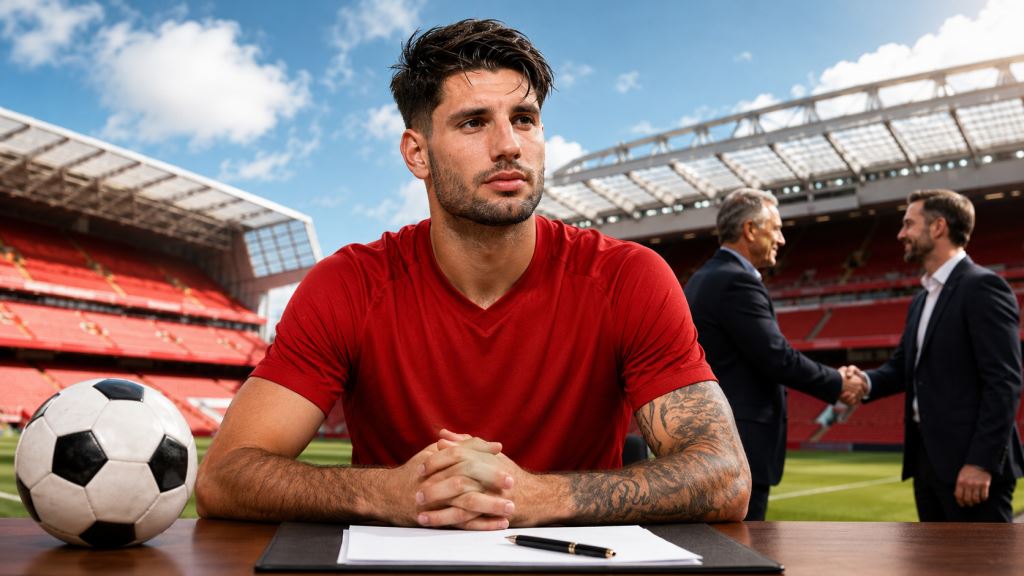 ilustración con IA: Dominik Szoboszlai, cerca de un nuevo contrato a largo plazo: Liverpool asegura una pieza clave de su futuro