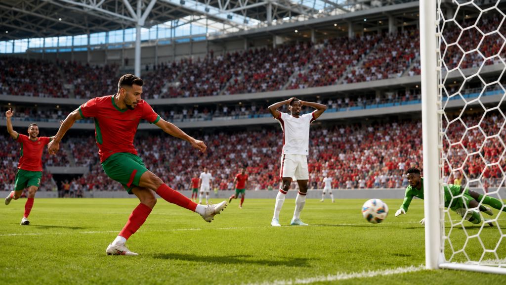 AI illustration: Morocco's 3-0 win over Canada in Houston, Ounahi's double and a World Cup quarterfinal after tense last 16