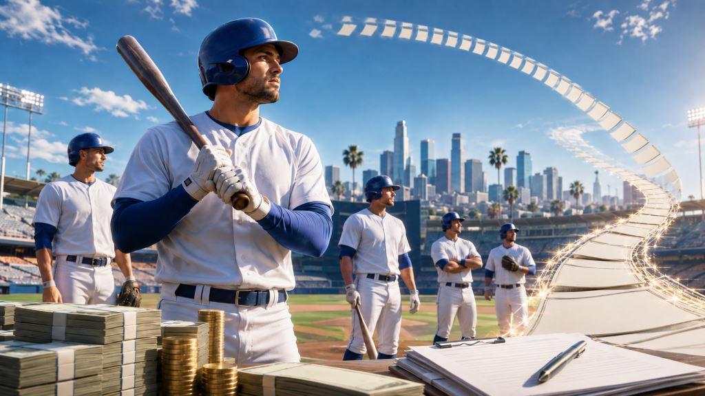 ilustracja AI: Dodgers odroczyli ponad miliard dolarów pensji, a sam Ohtani ma otrzymać 680 milionów aż do 2043 roku