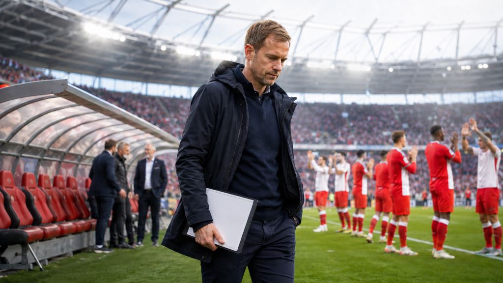 KI-Illustration: RB Leipzig trennt sich von Ole Werner nach nur einer Saison, Platz drei und Rückkehr in die Champions League
