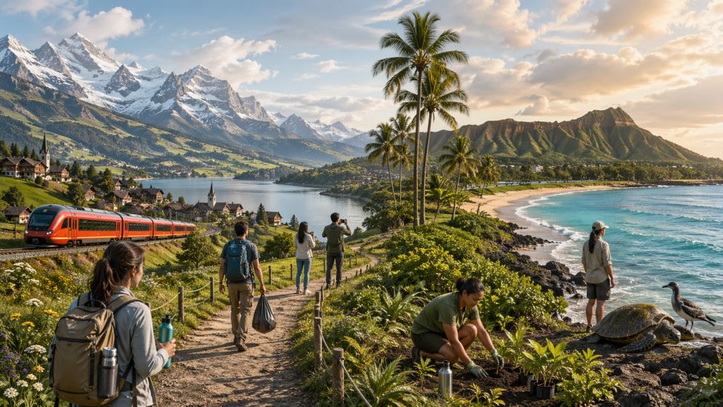 Switzerland teaches tourists more considerate travel, while Hawaii introduces stricter rules to protect nature