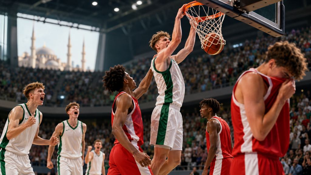 illustration IA: La Lituanie U17 bat le Canada U17 avec 103 points à Istanbul au Mondial FIBA U17 2026