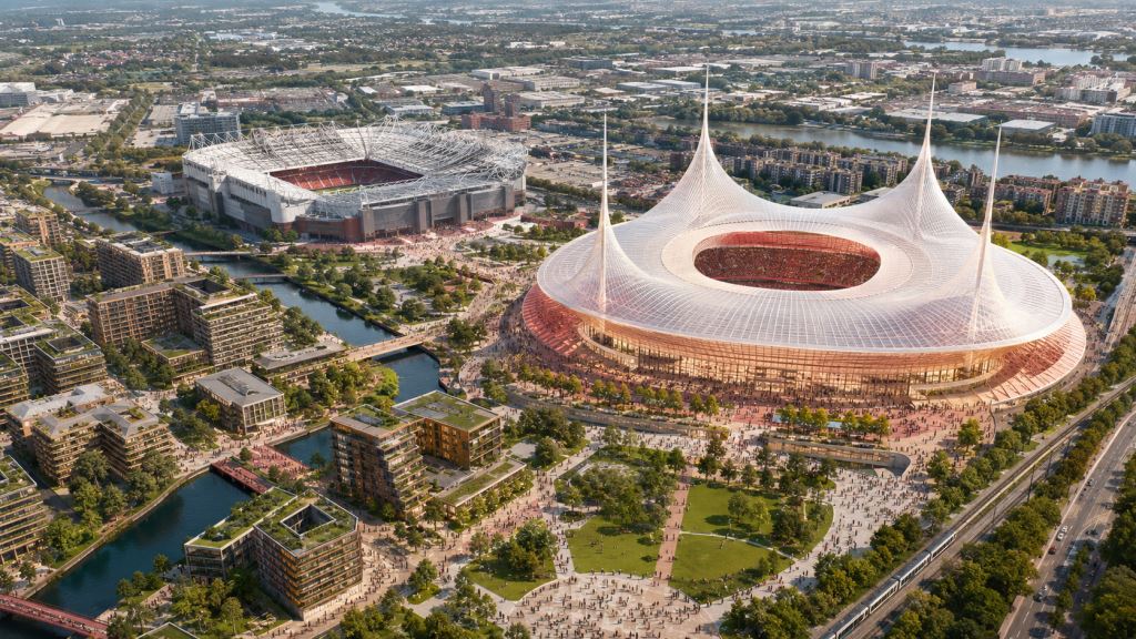 illustration IA: Manchester United choisit le site du nouveau stade de 100.000 places près d'Old Trafford dans une vaste rénovation