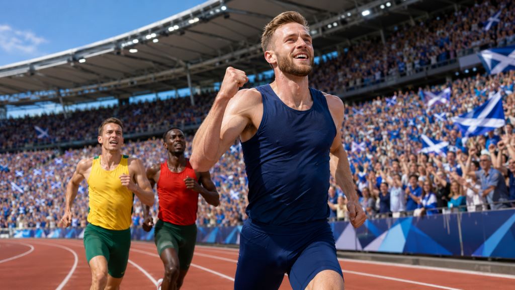 illustration IA: Josh Kerr décroche l'or du mile à Glasgow devant un public ravi deux semaines après son record mondial à Londres