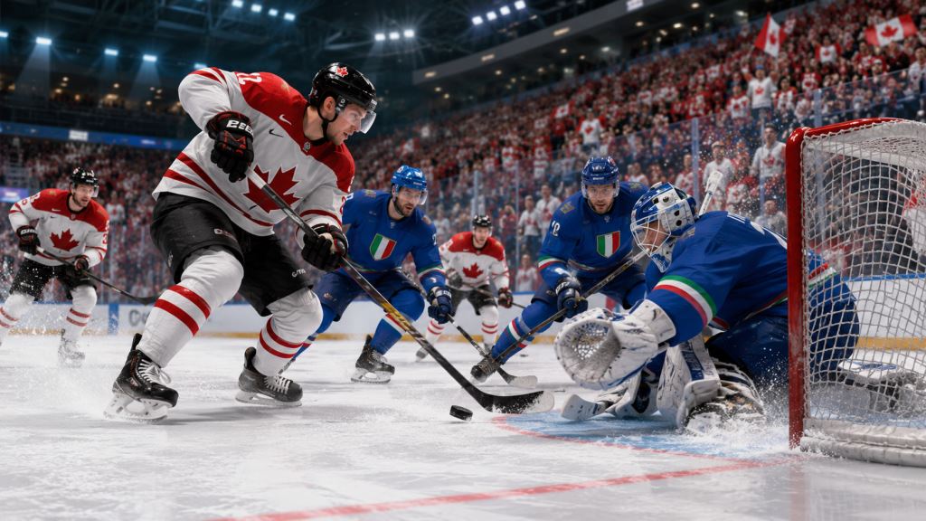 Canadá arrolla a Italia 6-0 en el Mundial de hockey, Celebrini y Talbot lideran un triunfo contundente