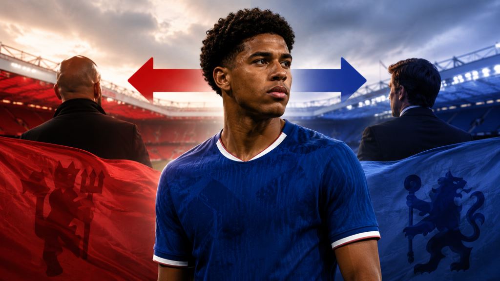 AI illustration: Manchester United eye Andrey Santos as Chelsea demand 50 million pounds for the Brazilian midfielder