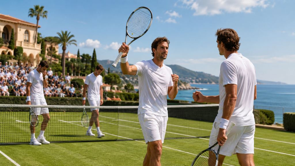 AI illustration: Gonzalez and Gonzalez reach ATP Mallorca Championships doubles quarterfinals after tense opening win